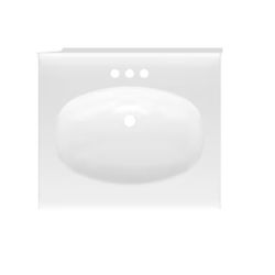 Project Source White Cultured Marble Vanity Top with Oval Basin 25-in x 22-in White Cultured Marble Integral Single Sink 3-Hole Bathroom Vanity Top 