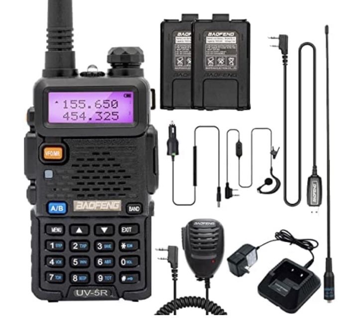 Baofeng UV-5R Ham Radio BaoFeng Radio Rechargeable Two Way Radios with Extra 1800mAh Battery, AR-771 Antenna Dual Band Handheld Radio