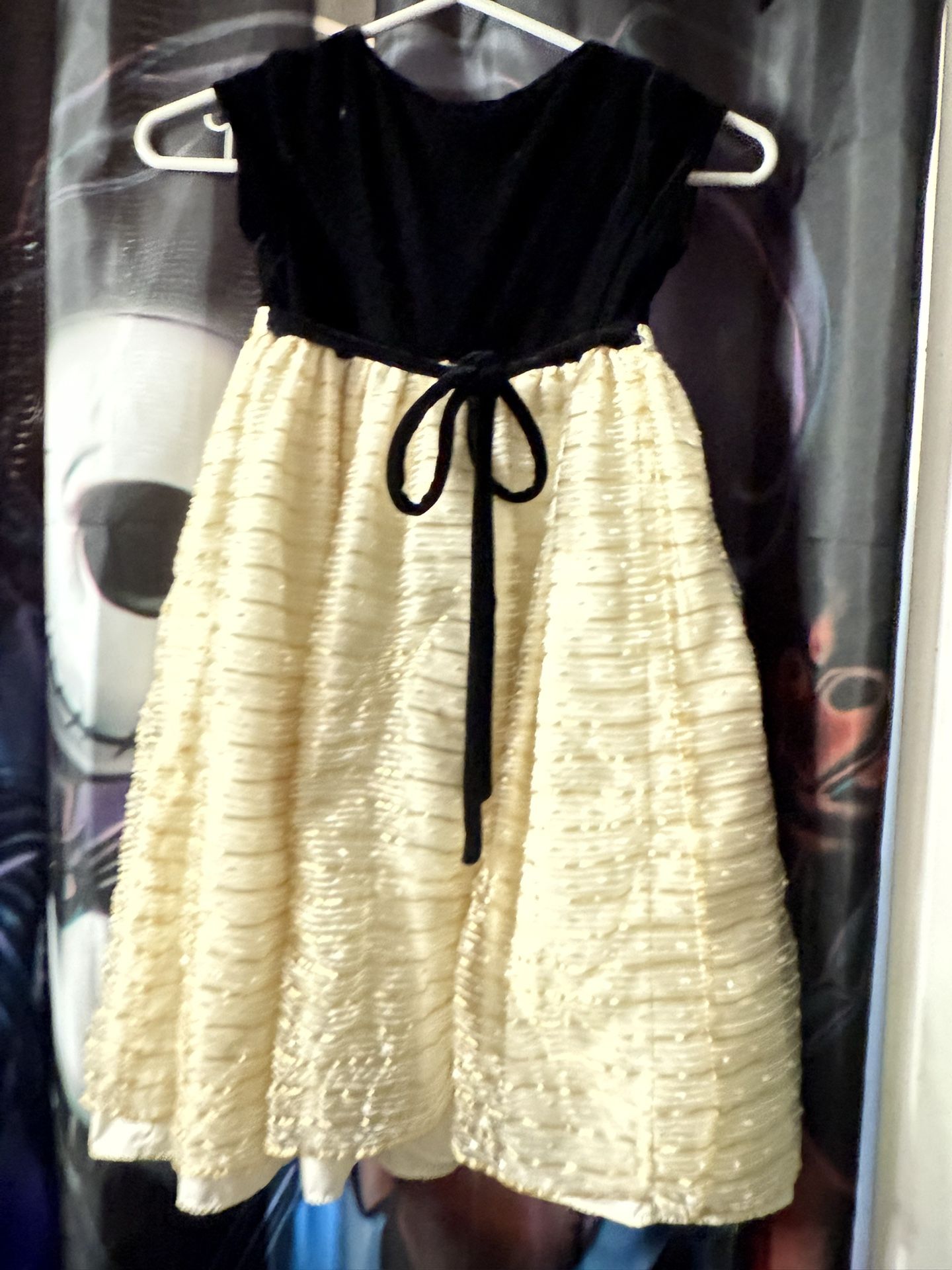 Cinderella Size 5 Gold Black Girls Lined Beaded Waist Kids Dress Formal