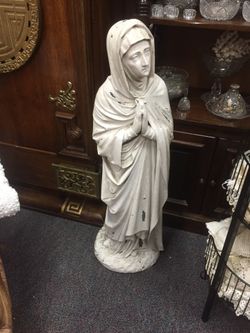 Large french antique Mary Madonna terra-cotta statue garden art