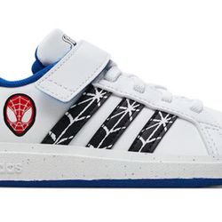 Adidas Marvel Spider-Man Youth Kids Grand Court Sneakers Shoes White Blue Size 3