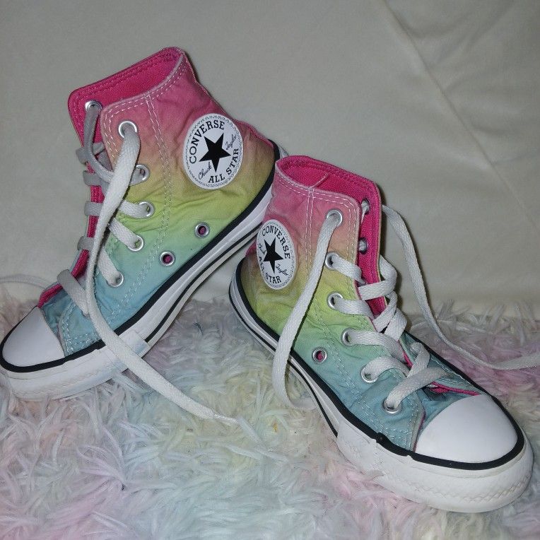 Converse Girl's Chuck Taylor High Top Rainbow Sneakers Youth Size 12