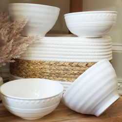 NEW 4Pc SET of White Porcelain Bowls / Dishes 