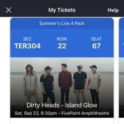 4 Tickets For Dirty Heads Saturday 9/23