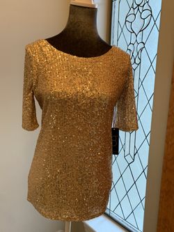 Ladies Gold Sequin Top New W Tags