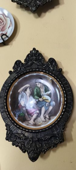 Antique Germany plates with brass frame6