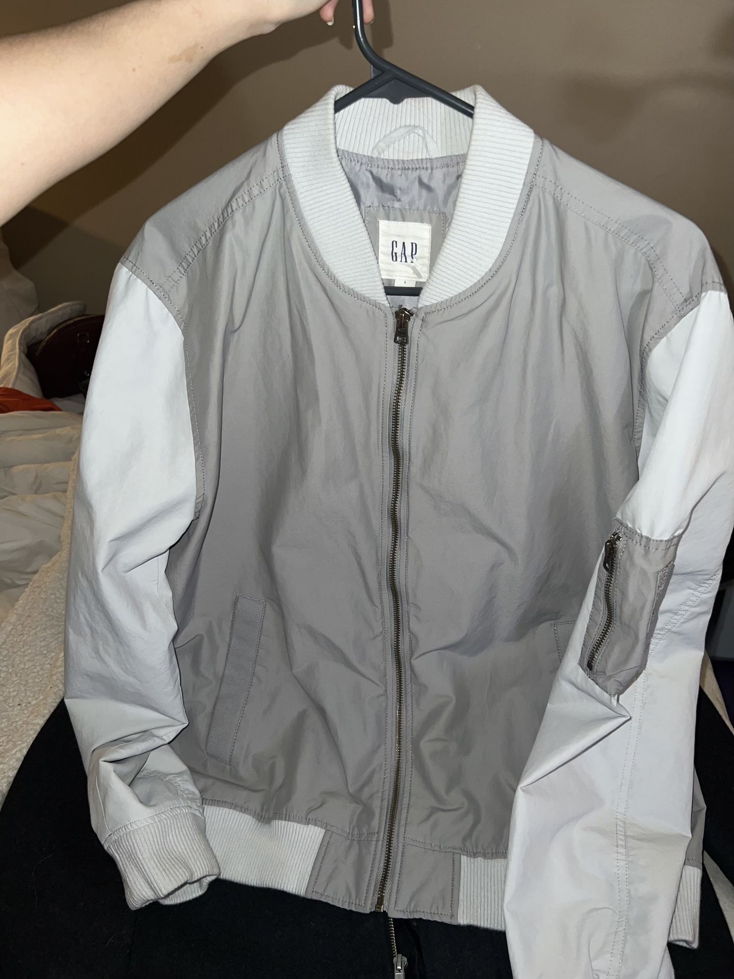 Gray And White Bomber Jacket - Men’s Large