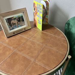 End Table Faux Leather Top