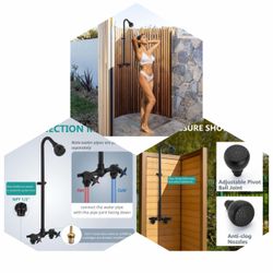 Outdoor Shower Kit Fixtures Faucet System with High Pressure Showerhead,2-Handle C28 black or Nickel and chrome