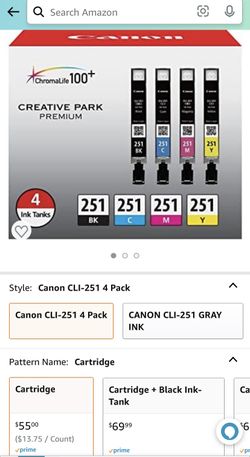 Cannon 251 Ink Black & Color