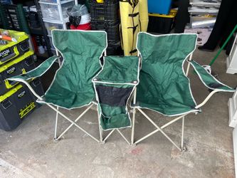 Double Folding Camp Chair with Center Table
