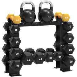 New As-Is JOLISTEN 5-Tier 450LBS Capacity Dumbbell Rack Black Weight Storage Organizer Retail $59.00
