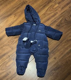 Navy Blue Snow Suit With Mittens