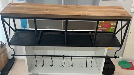 Rustic wood & metal wall shelf