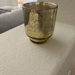 Gold Glass Candle Holder 
