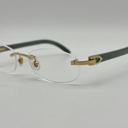 CARTIER C DECOR TURQUOISE BUBINGA WOOD EYEGLASSES CT0052O NEW 100% GENUINE $3250