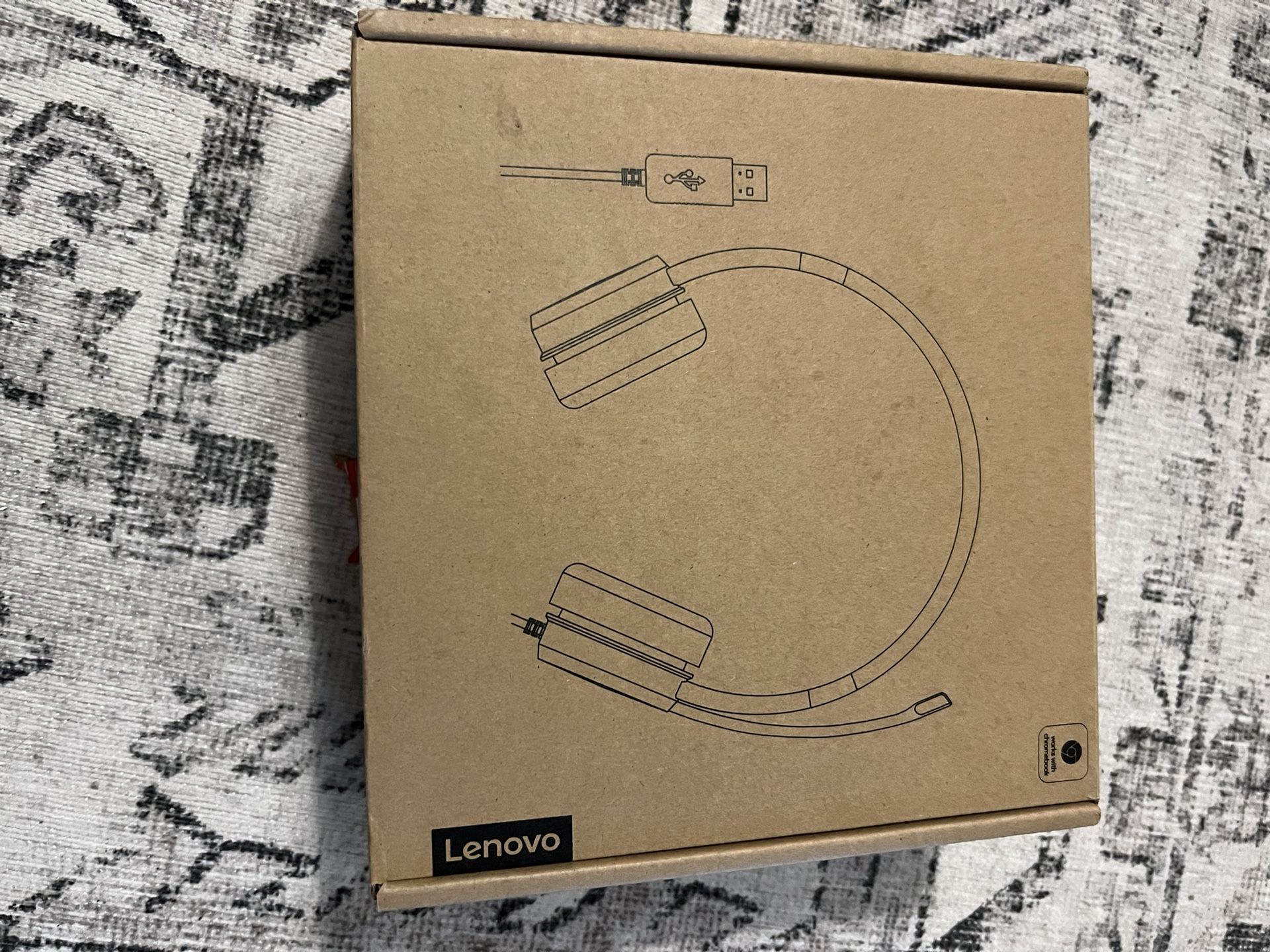 New Lenovo USB headset in box.