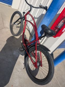 Red Electra beach cruiser bike