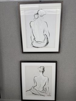 Set of 2 Framed Figure Sketch Prints