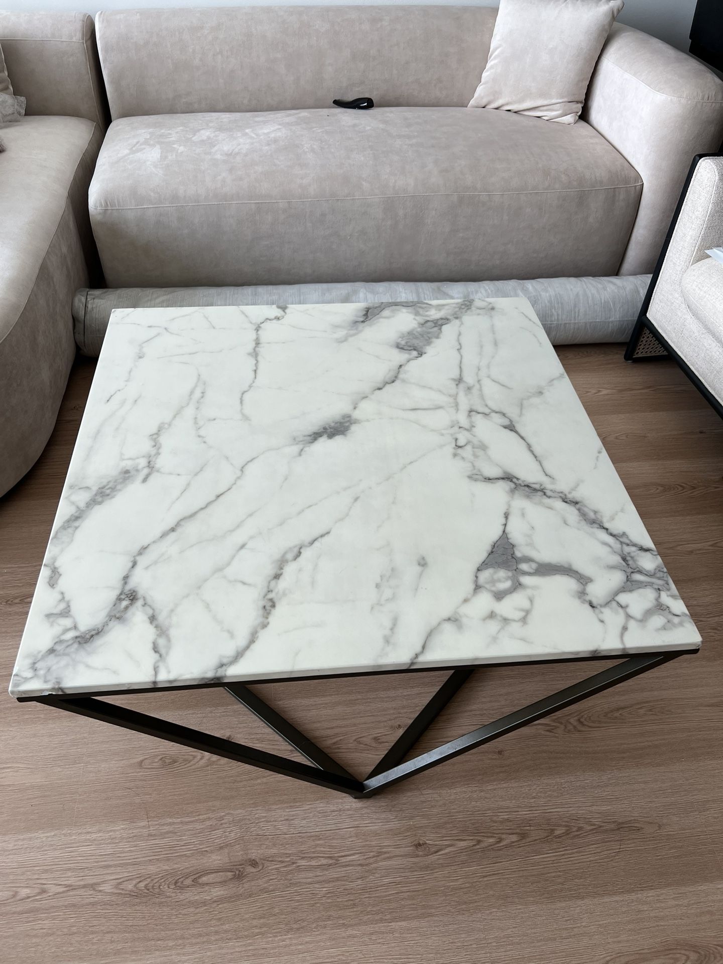 Beautiful Industrial/Modern Coffee Table With Marble 