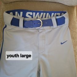 Nike Youth Large Baseball Pants Gray w/ belt