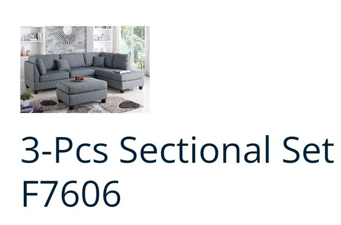 ⭐︎king⭐︎ 3 PC SECSIONAL SOFA GREY REVERSIBLE L/ R CHAISE NEW IN BOX