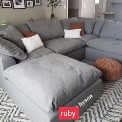 Brand New | Savesto 4 PC Sectional Couch With Chaise And Ottoman | Dark Gray Color @ Fast Delivery 🚚