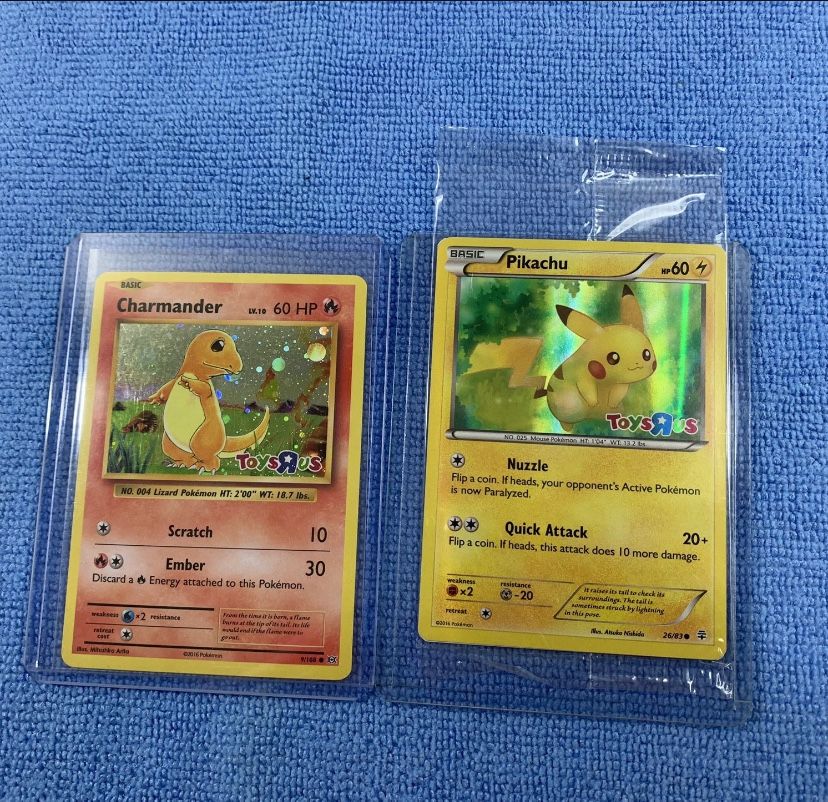 Pikachu Toys R Us Promo (Sealed) Near Mint Pokemon Toys R US/Charmander Toys R Us Promo Holo Rare Lightly Played