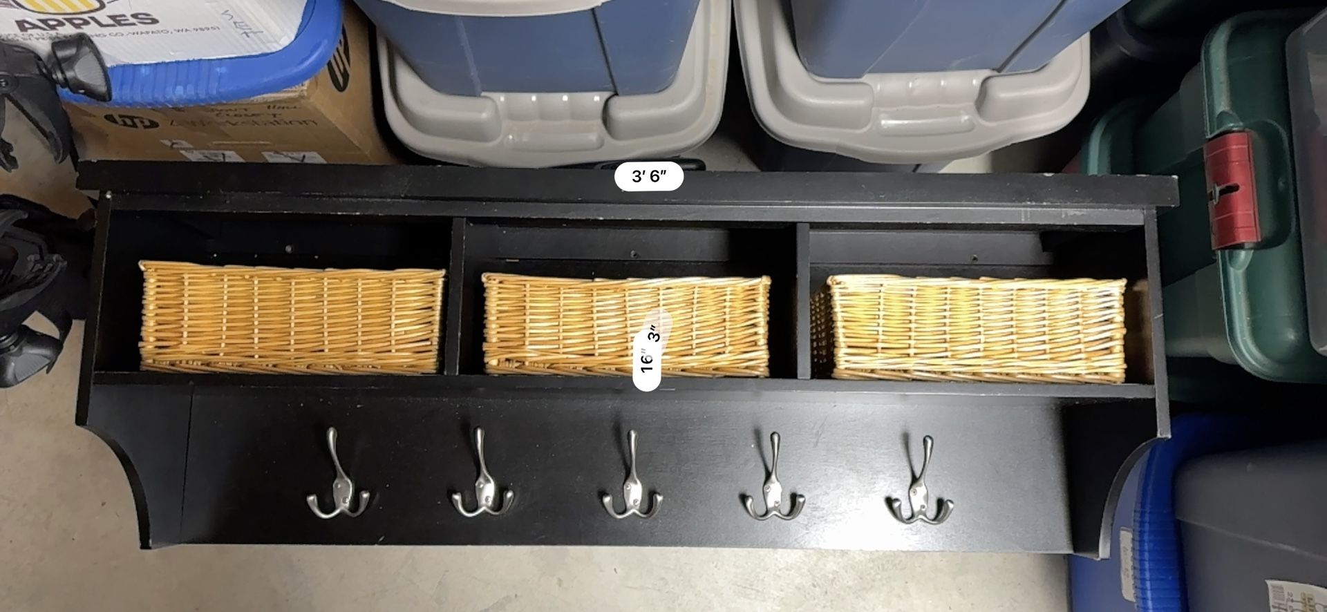 Wall Organizer With baskets & Hanger Hooks