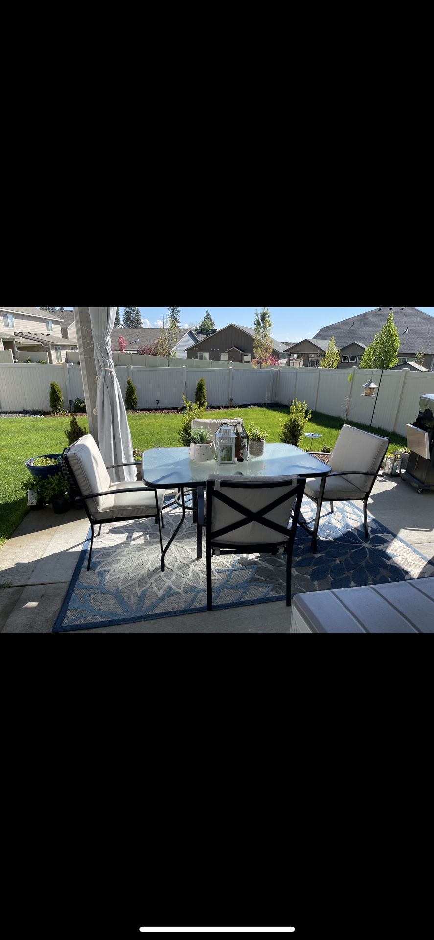 4 Patio Chairs with Cushions – $100 for Set of 4