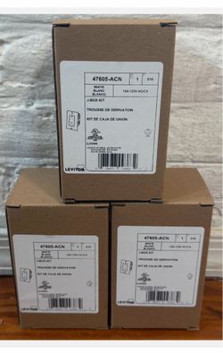Leviton 15 Amp 125 V J-Box Kit Duplex, Outlet/Receptacle, White/Gray (3-Pack)