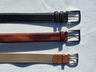 3 Nice Mens Belts for apx 36 waist- Torino, LLBean, Johnston & Murphy