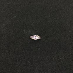 Ladies White Gold Ring With Pink Gems 