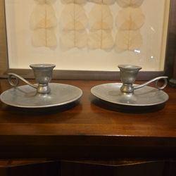 Vintage Pewter Candle Holder Pair – Carson Colonial Chambersticks