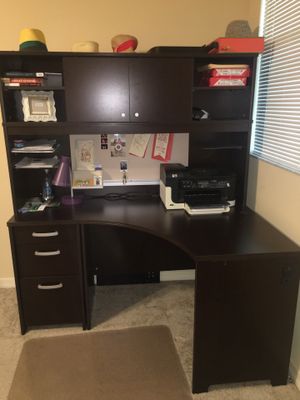 L Shaped Corner Desk With Hutch Expresso From Office Max Great L Shaped Corner Desk With Hutch Expresso From Office Max Great Condition For In