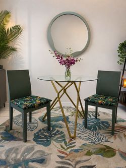 Round Glass Top dining table with chairs