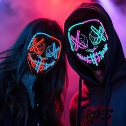 Brand New Halloween Costume Purge Mask LED Light Up Mask