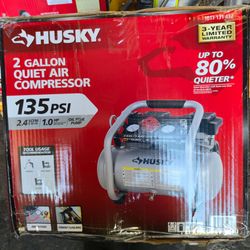 Husky 2 Gal. 135 PSI Portable Electric Oil-Free Quiet Jobsite Air Compressor