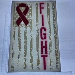 Iron On Heat Transfer  Good For T-shirts Sweaters Jackets T Shirt Design Size Is About 14x10 Fight Cancer #220
