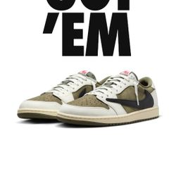 Size 11 Travis Scott x AJ1 Retro Low OG 'Reverse Olive'
