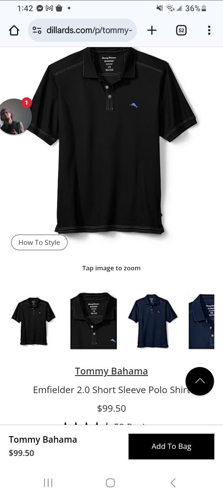 Authentic Black Tommy Bahama Polo