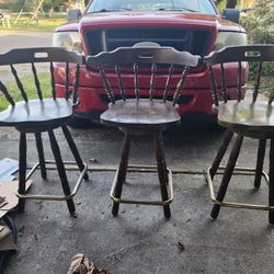 3 Vintage Swivel Bar Stools