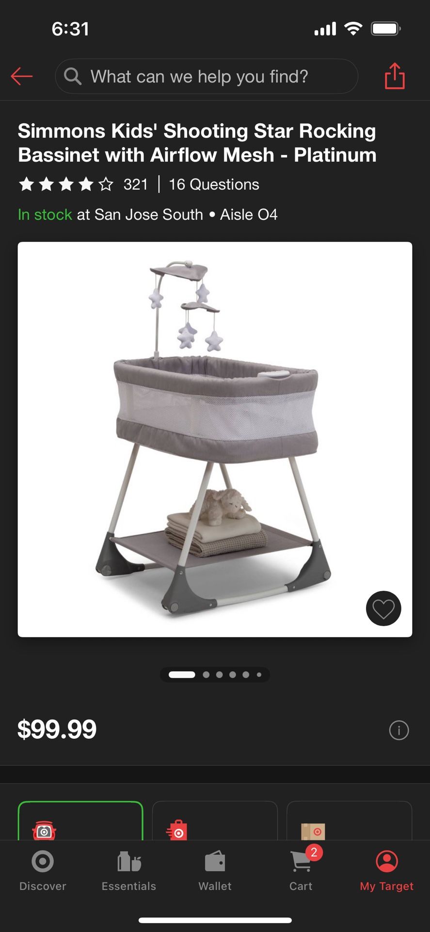 Simmons Kids Rocking Bassinet With Airflow Mesh