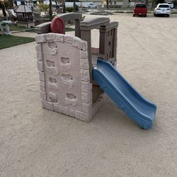 Kids Outdoor Play Structure Slide Rock Wall
