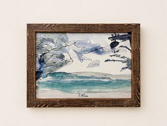 Watercolor & Ink Coastal Landscape Painting