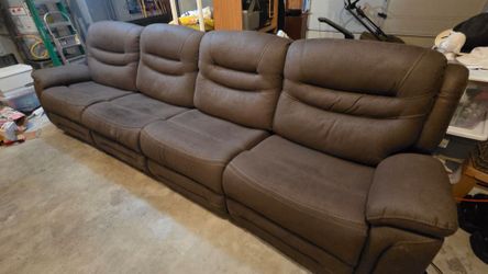 Power Reclining Sectional Sofa – 12ft, All 4 Seats Recline – Brown