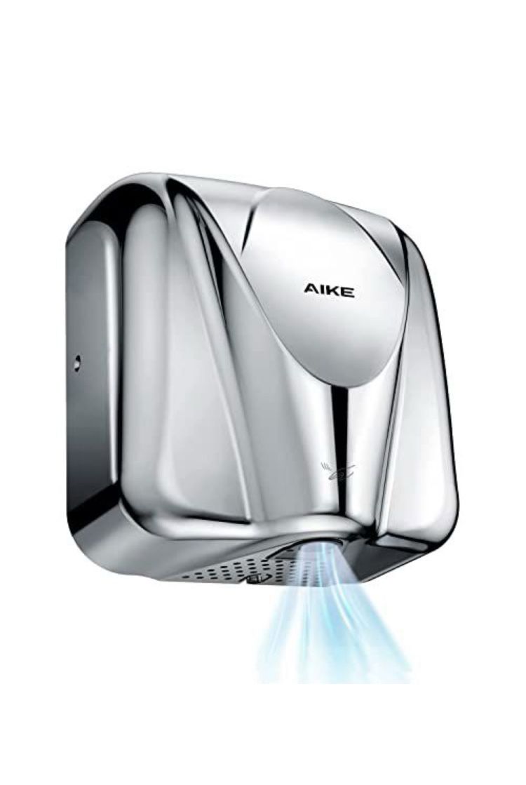 AIKE Elephant Power Commercial Hand Dryer High Speed Auto Warm Wind, Polished Stainless Steel Cover AC110V-130V Model AK2812