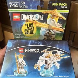 Lego Dimensions 71234 Ninjago Fun Lack Sensei Wu And Flying White Dragon Brand New Sealed
