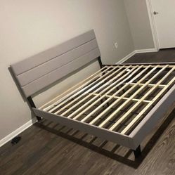 NEW IN BOX King Size Grey Fabric Platform Bed Frame 