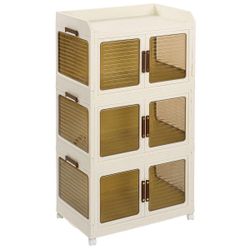 25.6"L x 15.75"W x 46.07"H  3Tiers Large Collapsible Storage Cabinet Box Organizers Storage Container Home